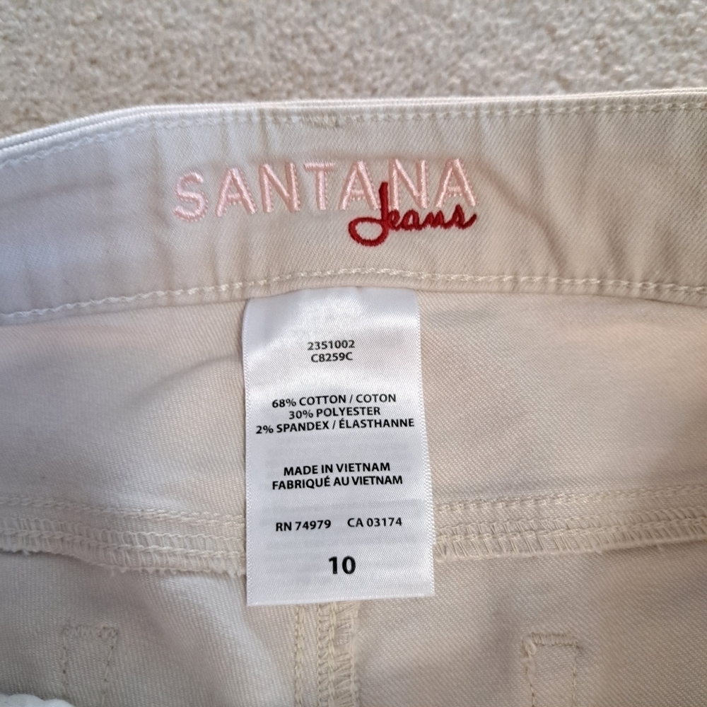 Santana Jeans Cropped Cream Denim Women's Size 10 Capri Stretch Pants NWT - Picture 6 of 10